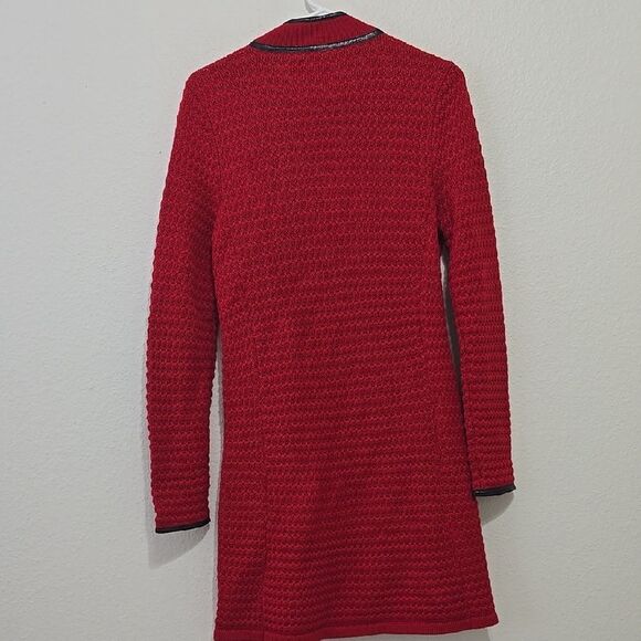 Boston Proper Red and Black Long Knit Cardigan with Zipper size small - Picture 4 of 10